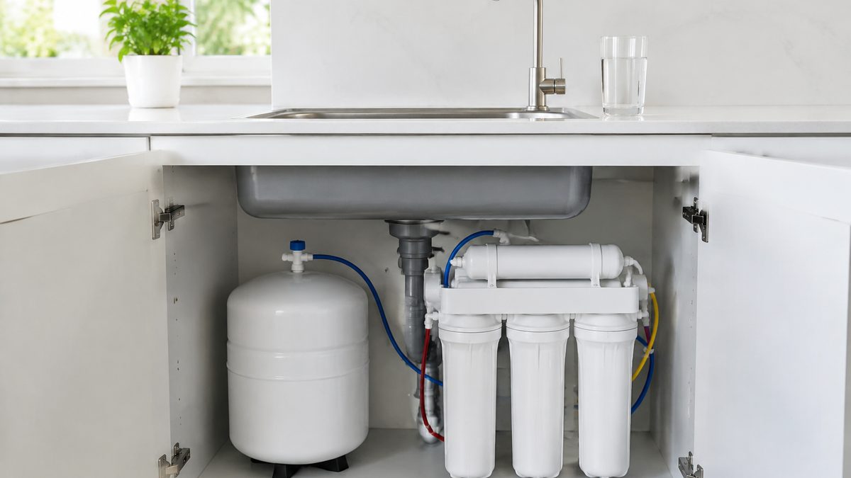 Filter air RO bawah sink di dapur
