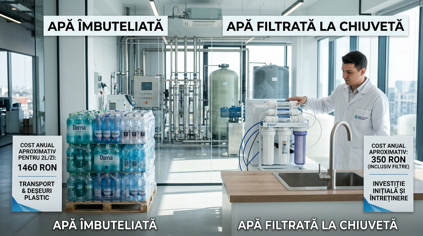 ** Apă Îmbuteliată vs. Filtru la Chiuvetă: Calcul Costuri România | ONEMI