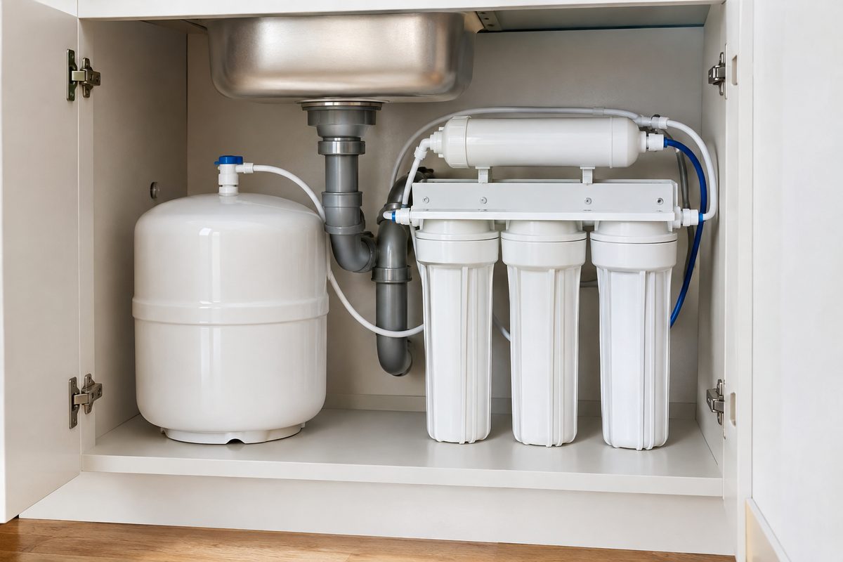 under sink reverse osmosis water purifier installation kitchen