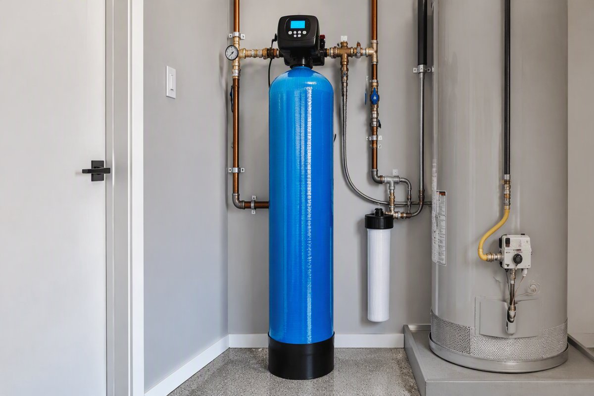 Whole house backwashing carbon filtration tank installation