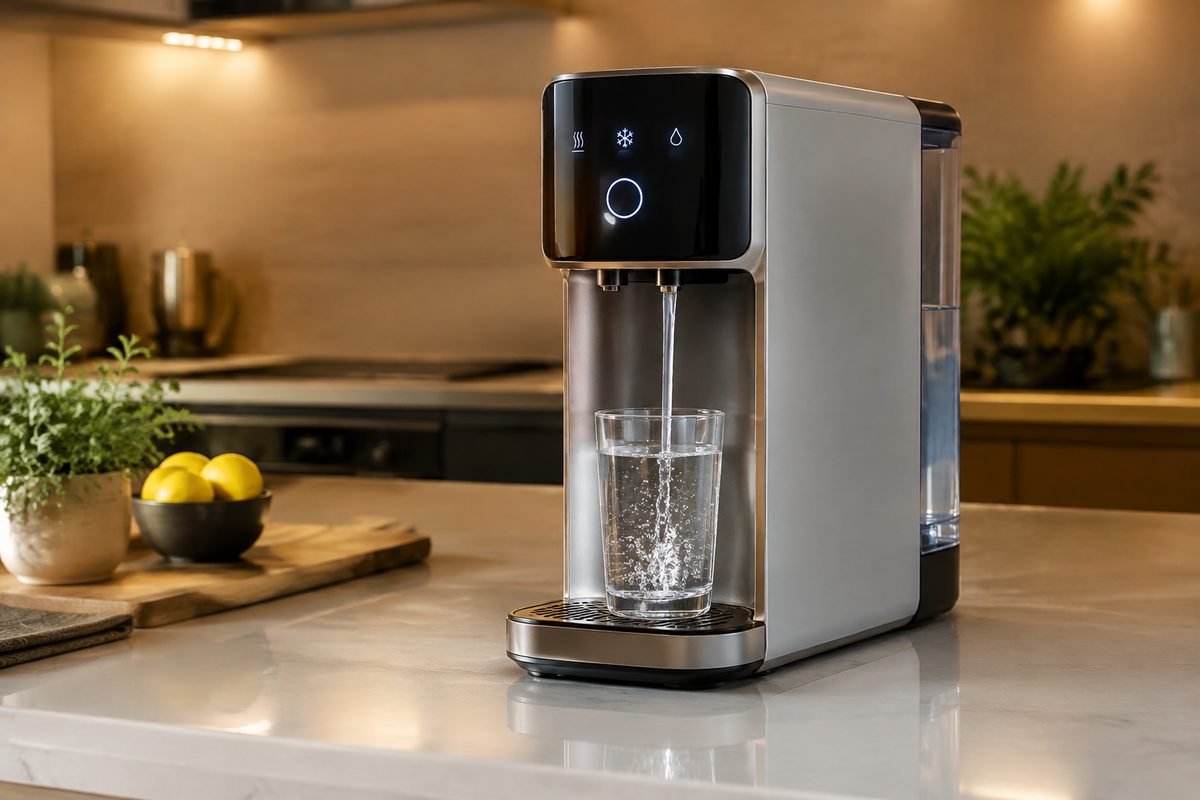 countertop instant water dispenser on modern kitchen counter