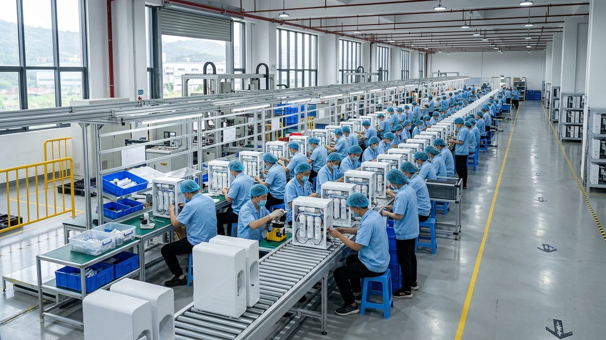 Water filter factory production line in China assembling RO systems