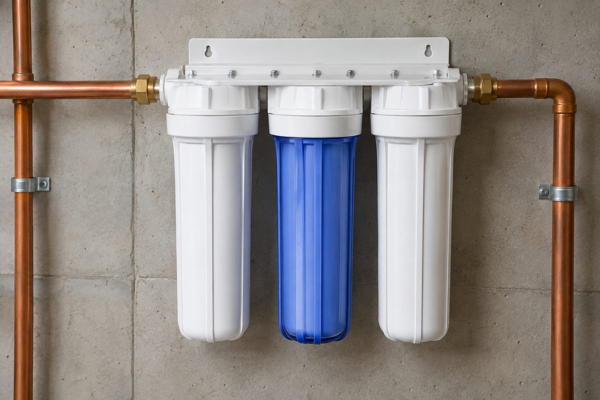 multi-stage whole house water filtration system installation