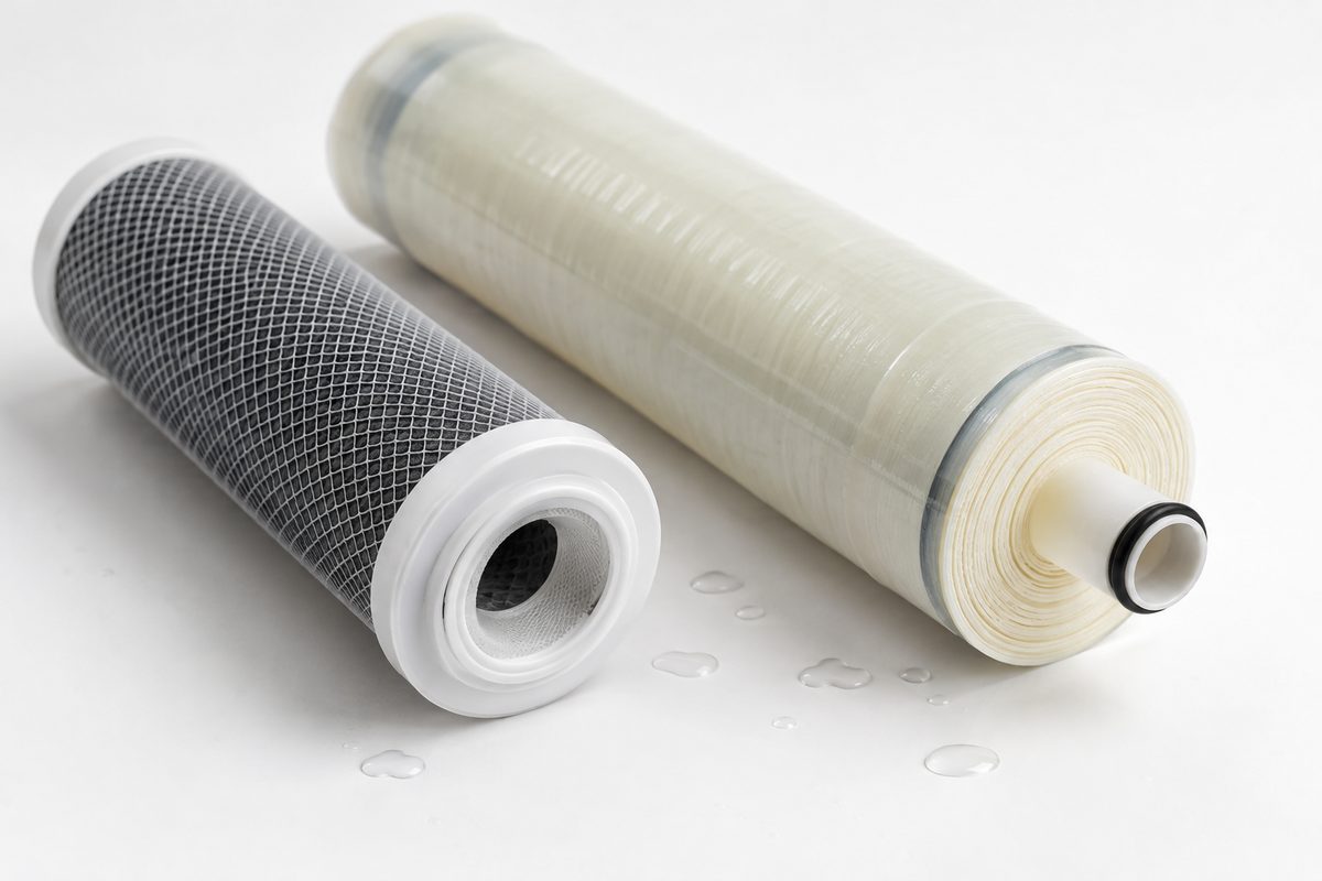 activated carbon block and RO membrane filter components