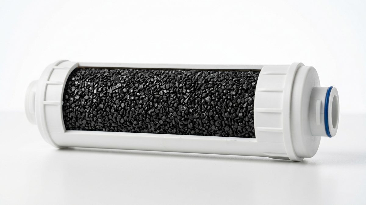 Cartuș de filtru cu cărbune activ în secțiune cu carbon granular