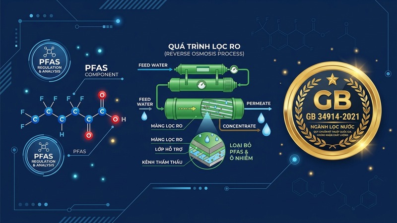 Tiêu chuẩn GB 34914-2021 và Quy định PFAS: Hướng dẫn Kỹ thuật Toàn diện cho Nhà sản xuất Máy lọc nước OEM