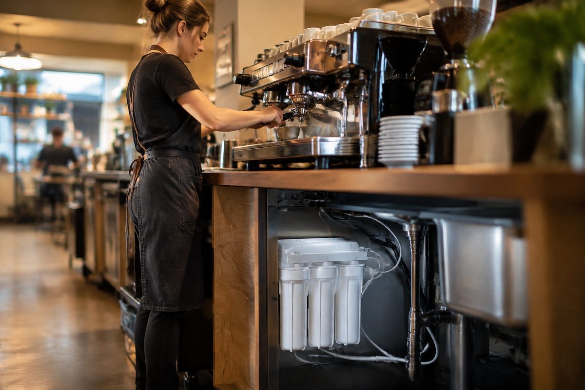 espresso makinesi ve su arıtma sistemi kafe