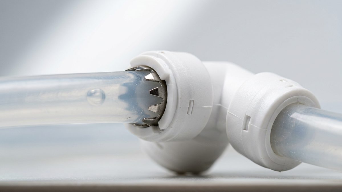 water filter quick connect fittings close up