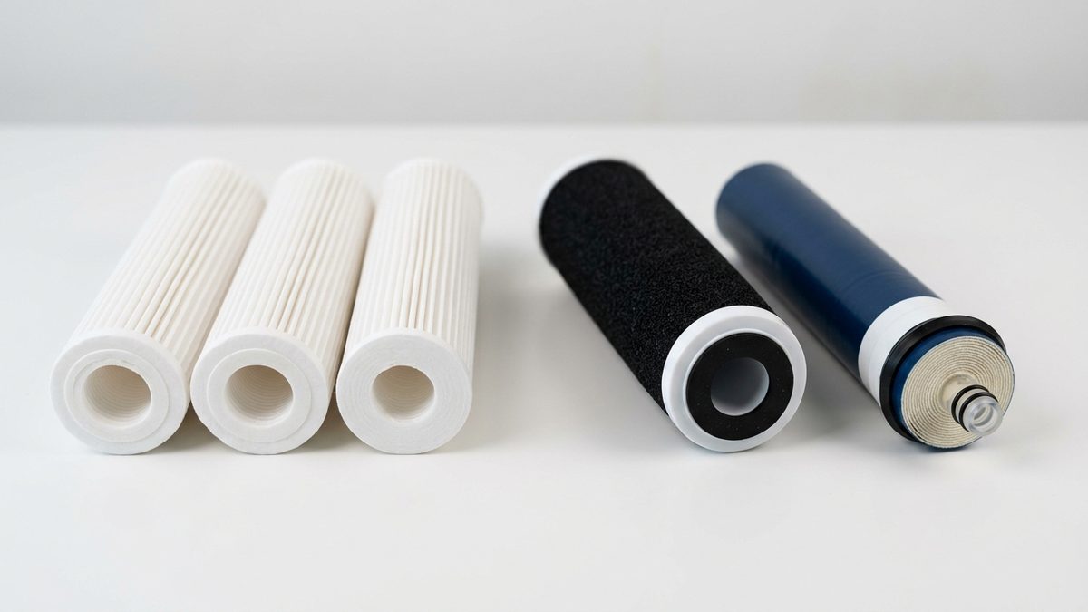 water filter replacement cartridges PP sediment carbon block and RO membrane