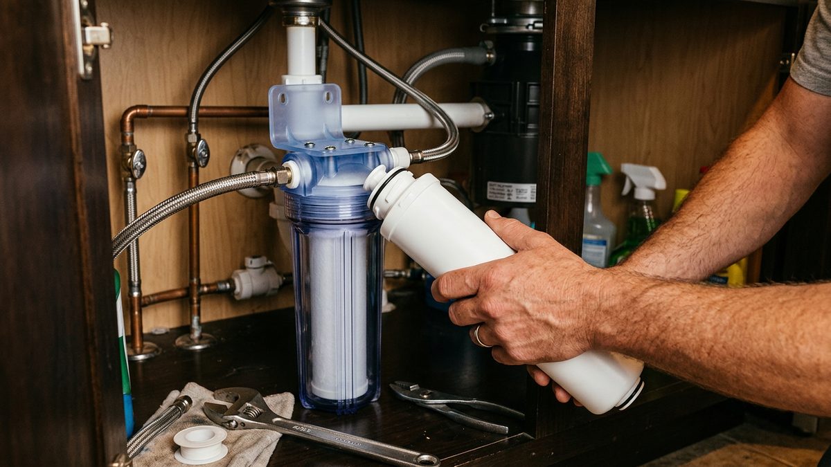 quick connect bayonet water filter cartridge installation under sink