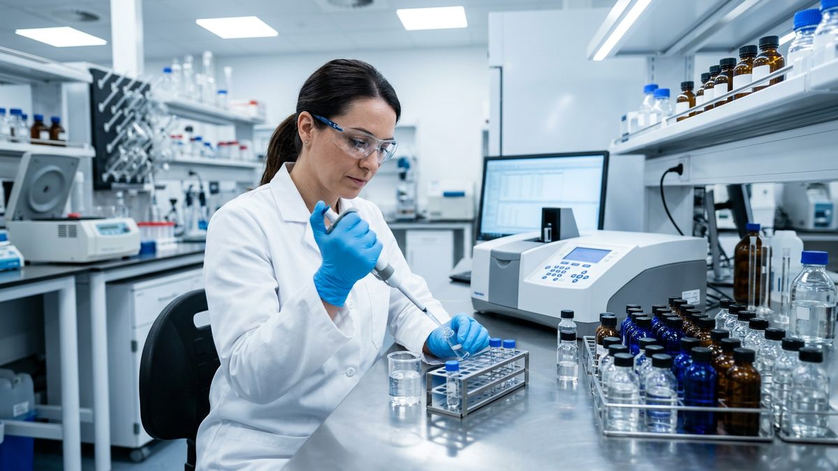 drinking water sample tested for PFAS in a laboratory