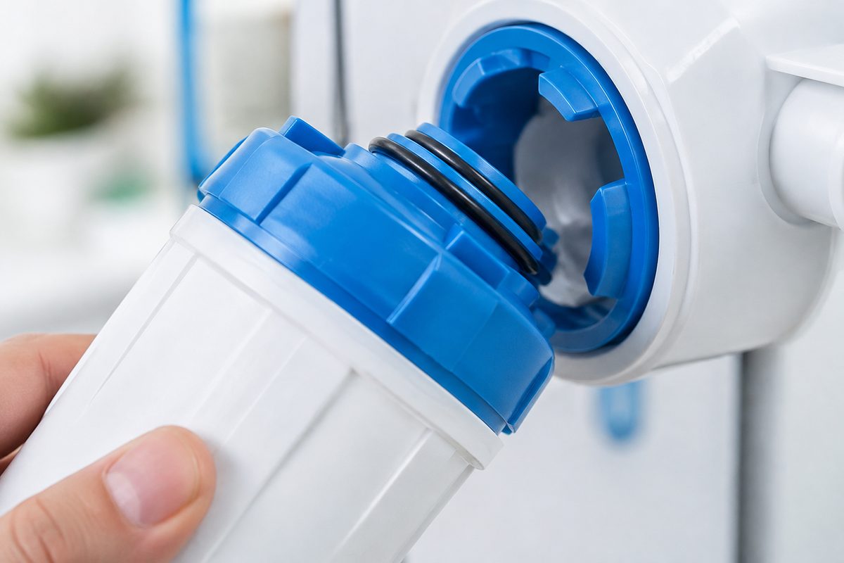 quick-change twist-lock water filter cartridge close-up