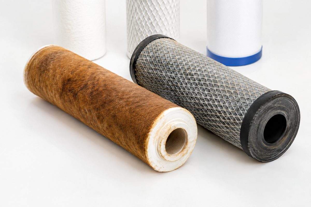 used PP cotton and activated carbon water filter cartridges