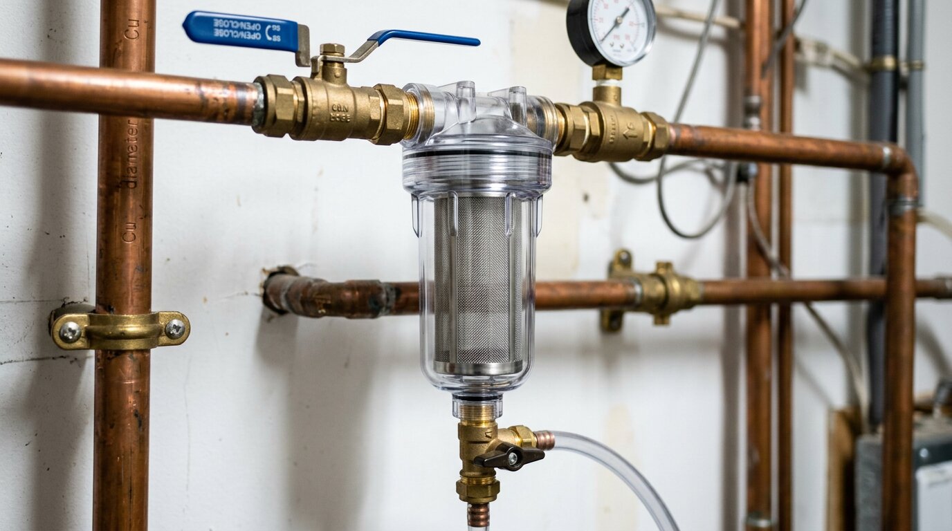 stainless steel sediment prefilter backwash whole house water line