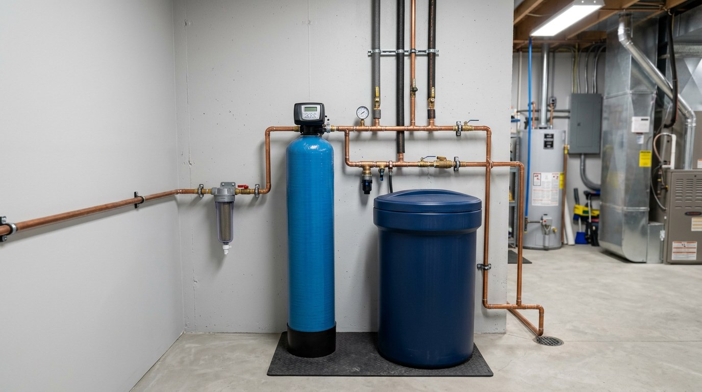 whole house water softener resin tank installation