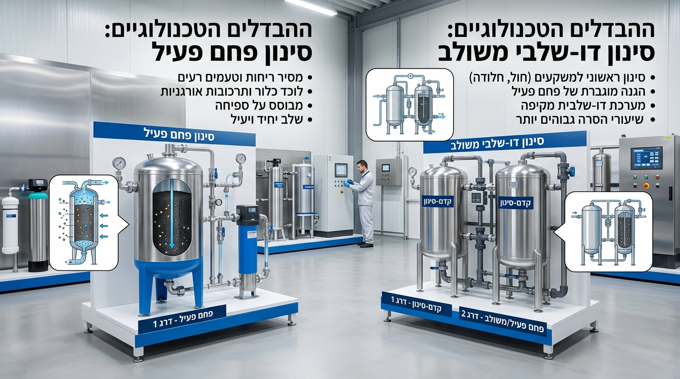 ** סינון פחם פעיל מול סינון דו-שלבי משולב: מדריך B2B למומחי מים | ONEMI